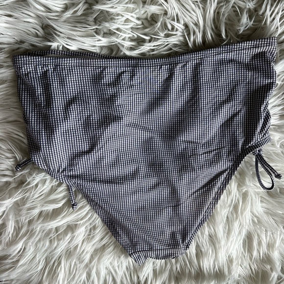 Kona Sol Dark Purple Gingham Bikini Bottom Size M High Waist Ruched Swimwear - Picture 4 of 6